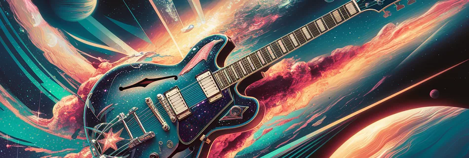 ai generated, nature, guitar, space, music, galaxy, sound, rock in roll, sky